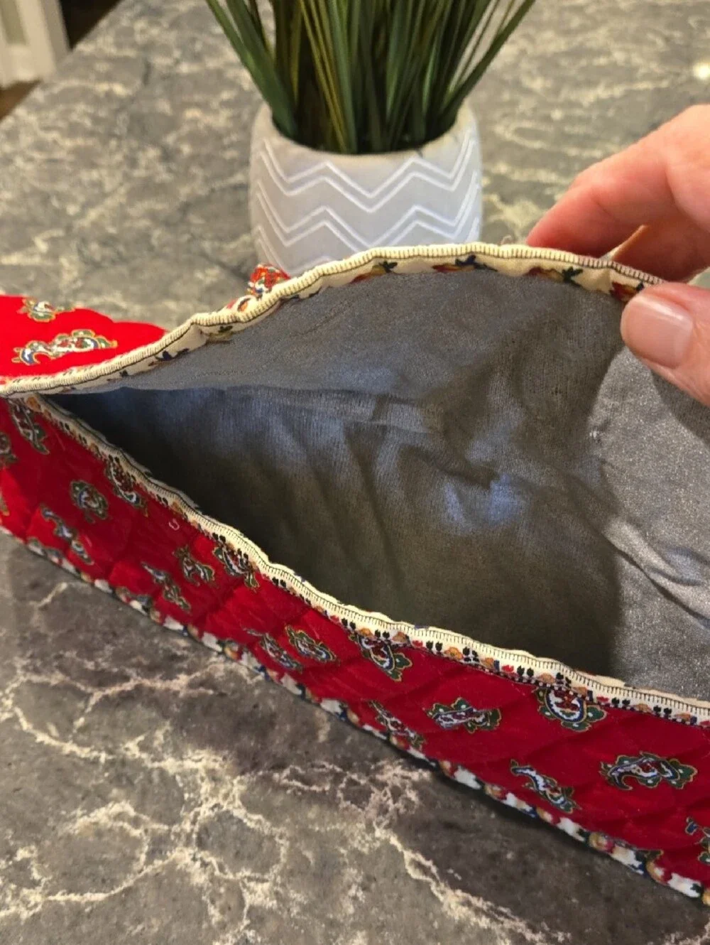 Red Paisley Fold-Over Travel Pouch with Tie Closure